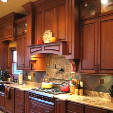 Custom Hood with pull out spice racks - Stanisci Design Wood Hoods